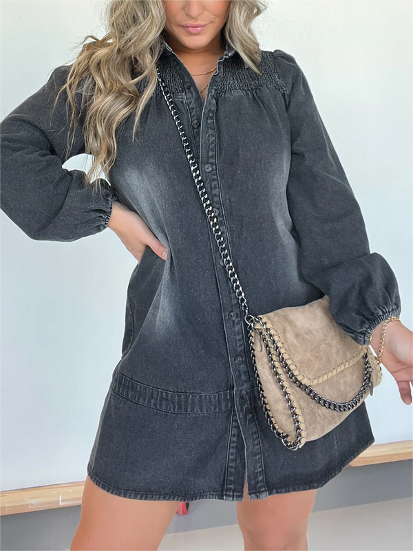 Washed Denim Shirt Dress