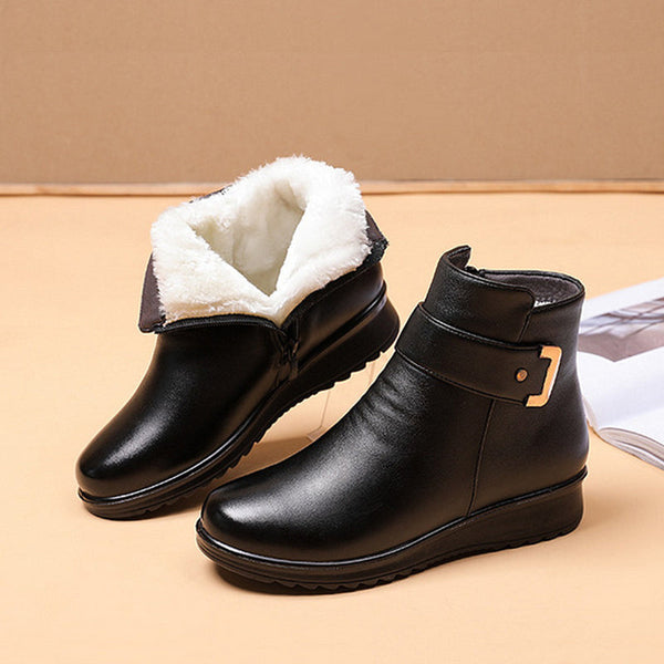 Women's Metal Buckle Genuine Leather Wool Orthopedic Boots