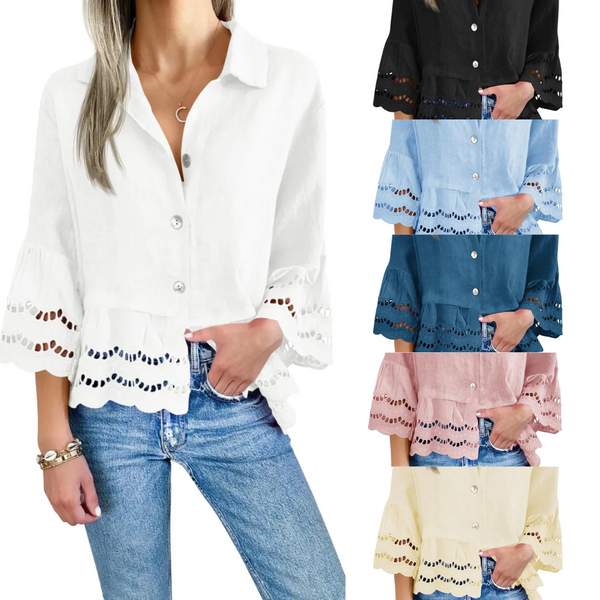 Women's Eyelet Lace Blouse Tops