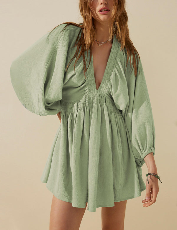 Women's Casual Loose Flowing V-Neck Dresses