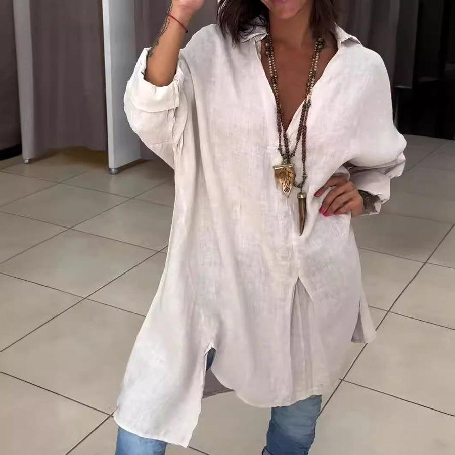 🔥Hot🔥Summer Casual Cotton Linen V-Neck Shirt
